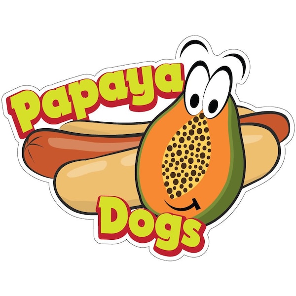 Papaya Dogs Decal Concession Stand Food Truck Sticker, 12" x 4.5", D-DC-12 Papaya Dogs19